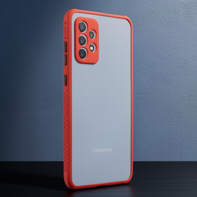Samsung Galaxy A72 Kılıf Miami Şeffaf Silikon - Kırmızı