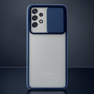 Samsung Galaxy A72 Kılıf Palm Buzlu Kamera Sürgülü Silikon - Lacivert