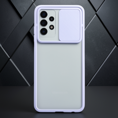 Samsung Galaxy A72 Kılıf Palm Buzlu Kamera Sürgülü Silikon - Lila
