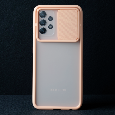 Samsung Galaxy A72 Kılıf Palm Buzlu Kamera Sürgülü Silikon - Pembe