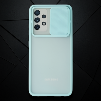 Samsung Galaxy A72 Kılıf Palm Buzlu Kamera Sürgülü Silikon - Turkuaz
