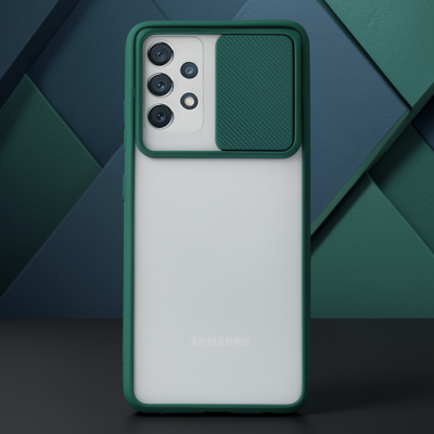 Samsung Galaxy A72 Kılıf Palm Buzlu Kamera Sürgülü Silikon - Yeşil
