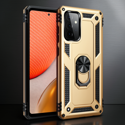 Samsung Galaxy A72 Kılıf Sofya Yüzüklü Silikon Kapak - Gold