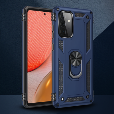 Samsung Galaxy A72 Kılıf Sofya Yüzüklü Silikon Kapak - Lacivert