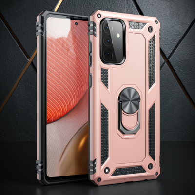 Samsung Galaxy A72 Kılıf Sofya Yüzüklü Silikon Kapak - Rose
