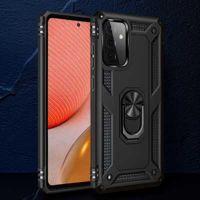 Samsung Galaxy A72 Kılıf Sofya Yüzüklü Silikon Kapak - Siyah