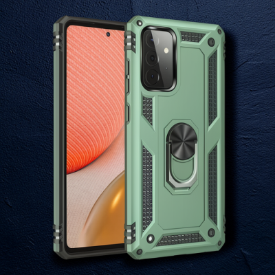 Samsung Galaxy A72 Kılıf Sofya Yüzüklü Silikon Kapak - Yeşil