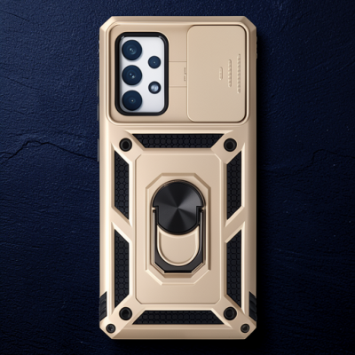 Samsung Galaxy A73 5g Kılıf Pars Lens Yüzüklü Silikon - Gold