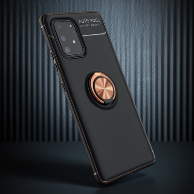Samsung Galaxy A91 / S10 Lite Kılıf Range Yüzüklü Silikon - Siyah-gold