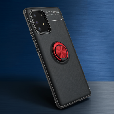 Samsung Galaxy A91 / S10 Lite Kılıf Range Yüzüklü Silikon - Siyah-kırmızı