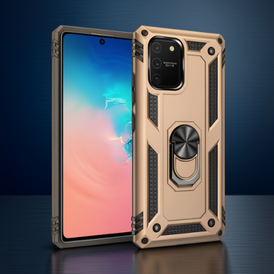 Samsung Galaxy A91 / S10 Lite Kılıf Sofya Yüzüklü Silikon Kapak - Gold