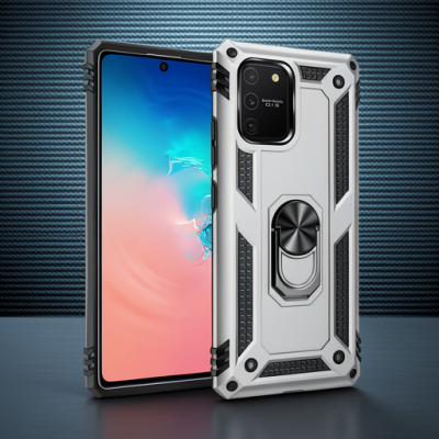 Samsung Galaxy A91 / S10 Lite Kılıf Sofya Yüzüklü Silikon Kapak - Gümüş