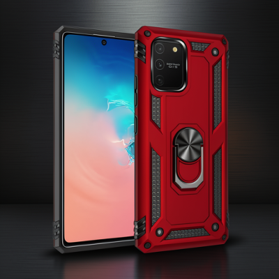 Samsung Galaxy A91 / S10 Lite Kılıf Sofya Yüzüklü Silikon Kapak - Kırmızı