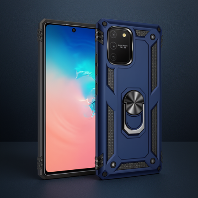Samsung Galaxy A91 / S10 Lite Kılıf Sofya Yüzüklü Silikon Kapak - Lacivert