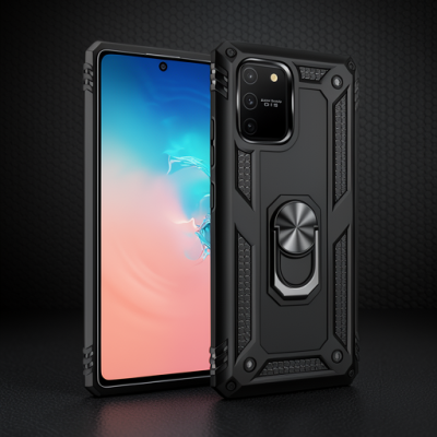 Samsung Galaxy A91 / S10 Lite Kılıf Sofya Yüzüklü Silikon Kapak - Siyah