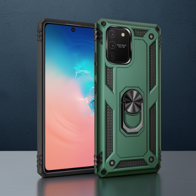 Samsung Galaxy A91 / S10 Lite Kılıf Sofya Yüzüklü Silikon Kapak - Yeşil