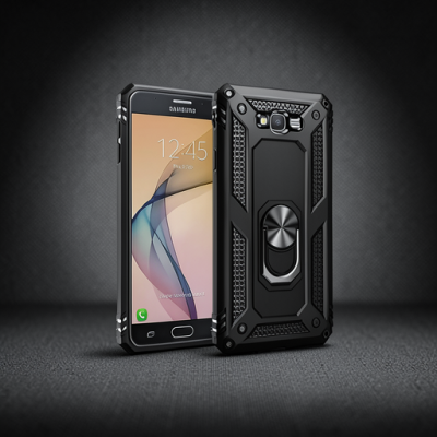 Samsung Galaxy J7 Kılıf Sofya Yüzüklü Silikon Kapak - Siyah