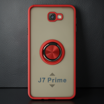 Samsung Galaxy J7 Prime Kılıf Montreal Yüzüklü Silikon Kapak - Kırmızı