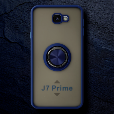 Samsung Galaxy J7 Prime Kılıf Montreal Yüzüklü Silikon Kapak - Lacivert