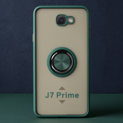 Samsung Galaxy J7 Prime Kılıf Montreal Yüzüklü Silikon Kapak - Yeşil