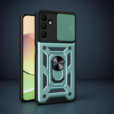 Samsung Galaxy M15 Kılıf Pars Lens Yüzüklü Silikon - Yeşil