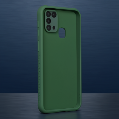 Samsung Galaxy M31 Kılıf Miami Şeffaf Silikon - Koyu Yeşil