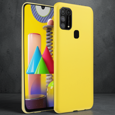 Samsung Galaxy M31 Kılıf Nano İçi Kadife Silikon - Sarı