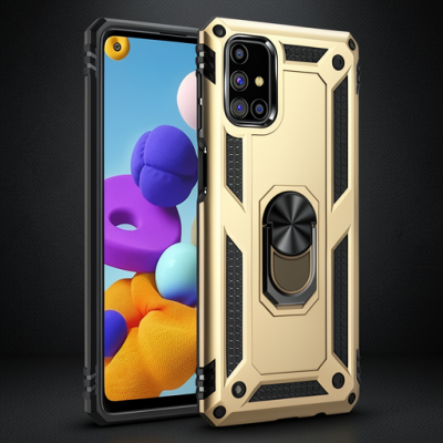 Samsung Galaxy M31s Kılıf Sofya Yüzüklü Silikon Kapak - Gold