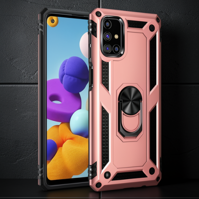 Samsung Galaxy M31s Kılıf Sofya Yüzüklü Silikon Kapak - Rose