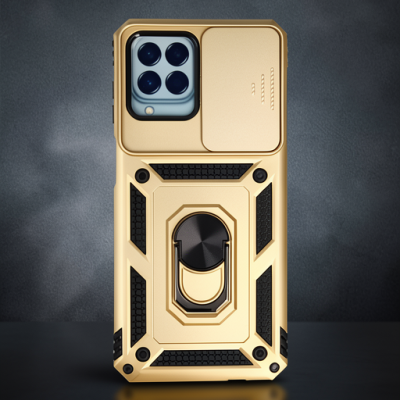 Samsung Galaxy M33 Kılıf Pars Lens Yüzüklü Silikon - Gold