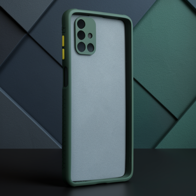 Samsung Galaxy M51 Kılıf Miami Şeffaf Silikon - Koyu Yeşil