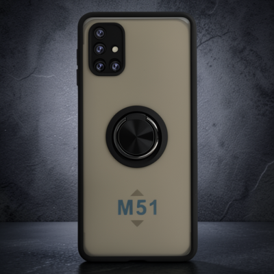 Samsung Galaxy M51 Kılıf Montreal Yüzüklü Silikon Kapak - Siyah