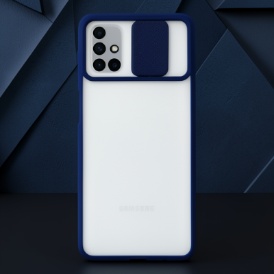 Samsung Galaxy M51 Kılıf Palm Buzlu Kamera Sürgülü Silikon - Lacivert