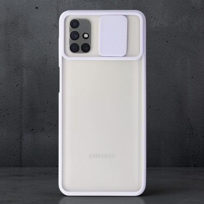 Samsung Galaxy M51 Kılıf Palm Buzlu Kamera Sürgülü Silikon - Lila