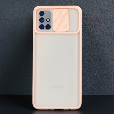 Samsung Galaxy M51 Kılıf Palm Buzlu Kamera Sürgülü Silikon - Pembe