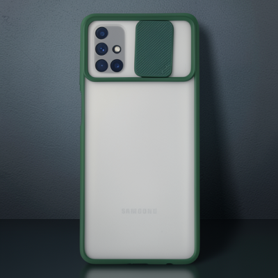 Samsung Galaxy M51 Kılıf Palm Buzlu Kamera Sürgülü Silikon - Yeşil