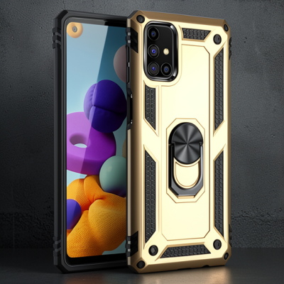 Samsung Galaxy M51 Kılıf Sofya Yüzüklü Silikon Kapak - Gold
