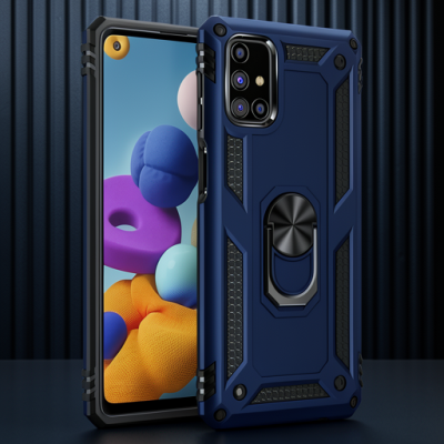 Samsung Galaxy M51 Kılıf Sofya Yüzüklü Silikon Kapak - Lacivert