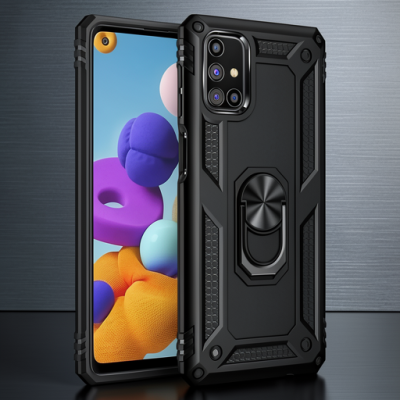 Samsung Galaxy M51 Kılıf Sofya Yüzüklü Silikon Kapak - Siyah