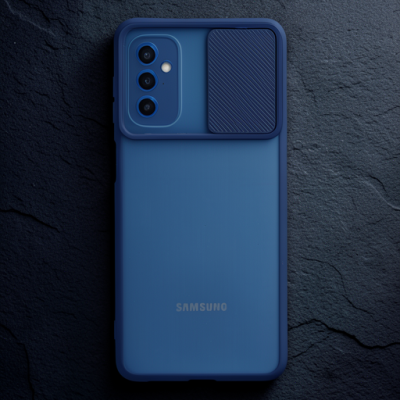 Samsung Galaxy M52 5g Kılıf Palm Buzlu Kamera Sürgülü Silikon - Lacivert