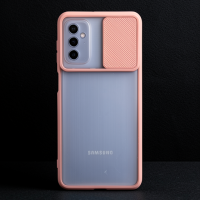 Samsung Galaxy M52 5g Kılıf Palm Buzlu Kamera Sürgülü Silikon - Pembe