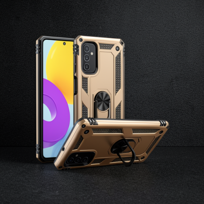 Samsung Galaxy M52 5g Kılıf Sofya Yüzüklü Silikon Kapak - Gold