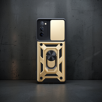 Samsung Galaxy S20 Fe Kılıf Pars Lens Yüzüklü Silikon - Gold