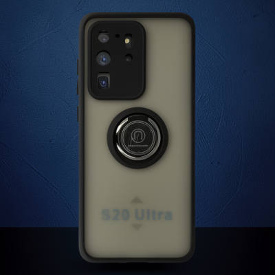 Samsung Galaxy S20 Ultra Kılıf Montreal Yüzüklü Silikon Kapak - Siyah