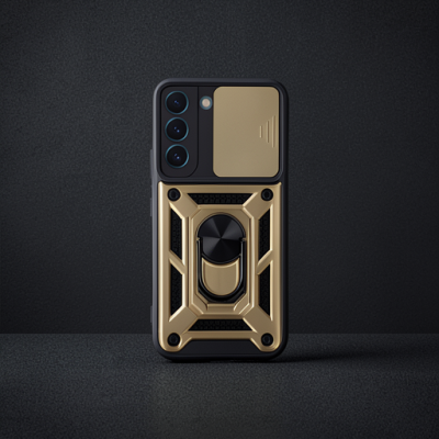 Samsung Galaxy S23 Kılıf Pars Lens Yüzüklü Silikon - Gold