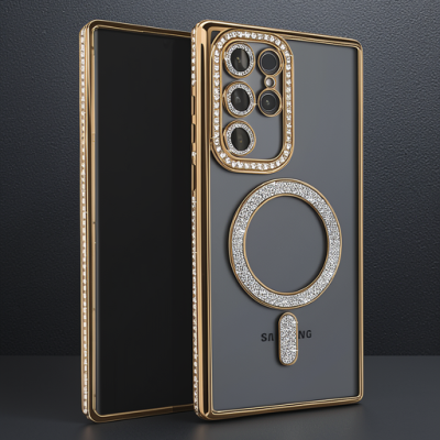 Samsung Galaxy S23 Ultra Joke Simli Magneticsafe Kılıf - Gold