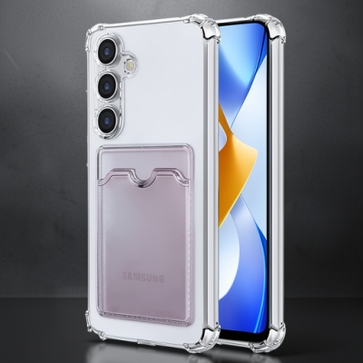 Samsung Galaxy S24 Kılıf Kart Şeffaf Silikon - Şeffaf