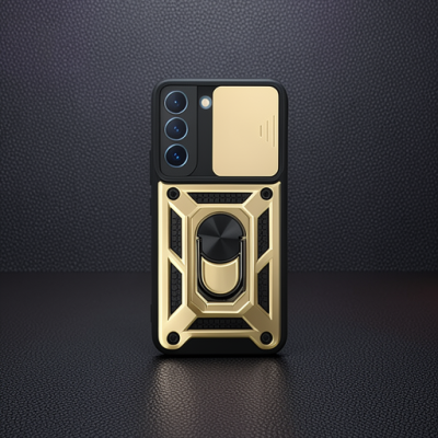 Samsung Galaxy S24 Kılıf Pars Lens Yüzüklü Silikon - Gold
