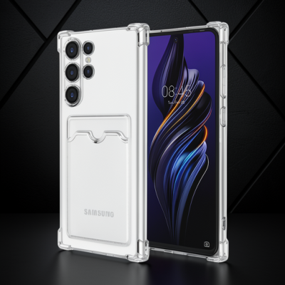 Samsung Galaxy S24 Ultra Kılıf Kart Şeffaf Silikon - Şeffaf