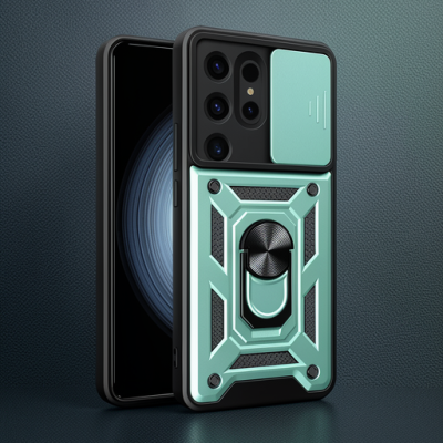 Samsung Galaxy S24 Ultra Kılıf Pars Lens Yüzüklü Silikon - Yeşil